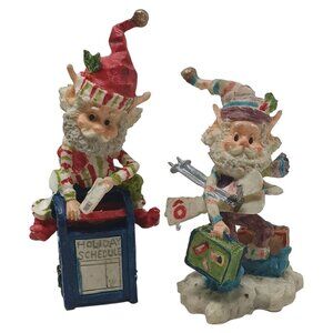 2 Enesco North Pole Village Holiday Elves Figurines By Sandra Zimnicki 1989 #WS1